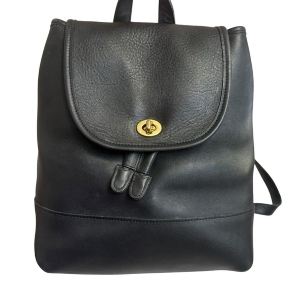 Coach black leather vintage large daypack backpack 9791